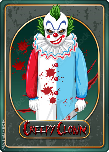 Creepy clown character game card template