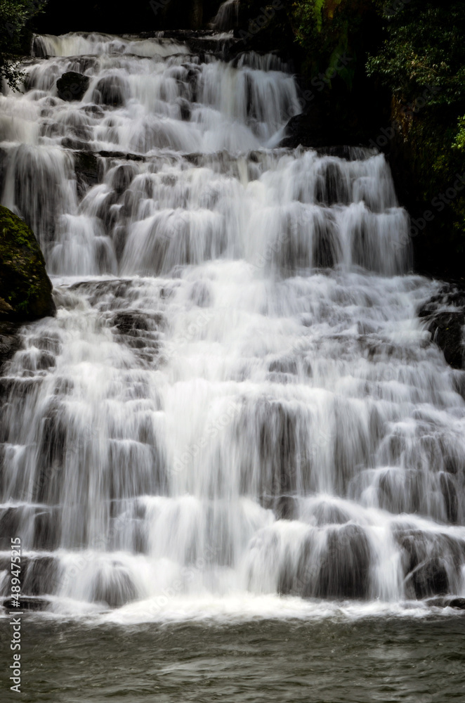 A milky shot of beautiful waterfall and water falling in motion in a milky way. Elephant waterfall from Shillong, India