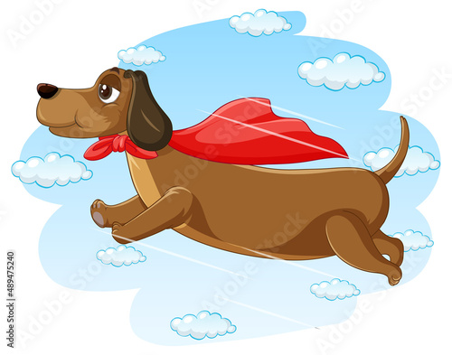 A dog superhero on sky background