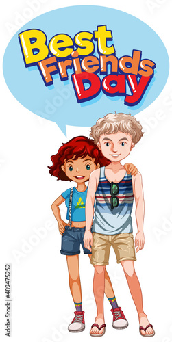 Best Friend Day logo banner with teen couple