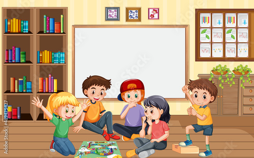 Children playing boardgame in the room