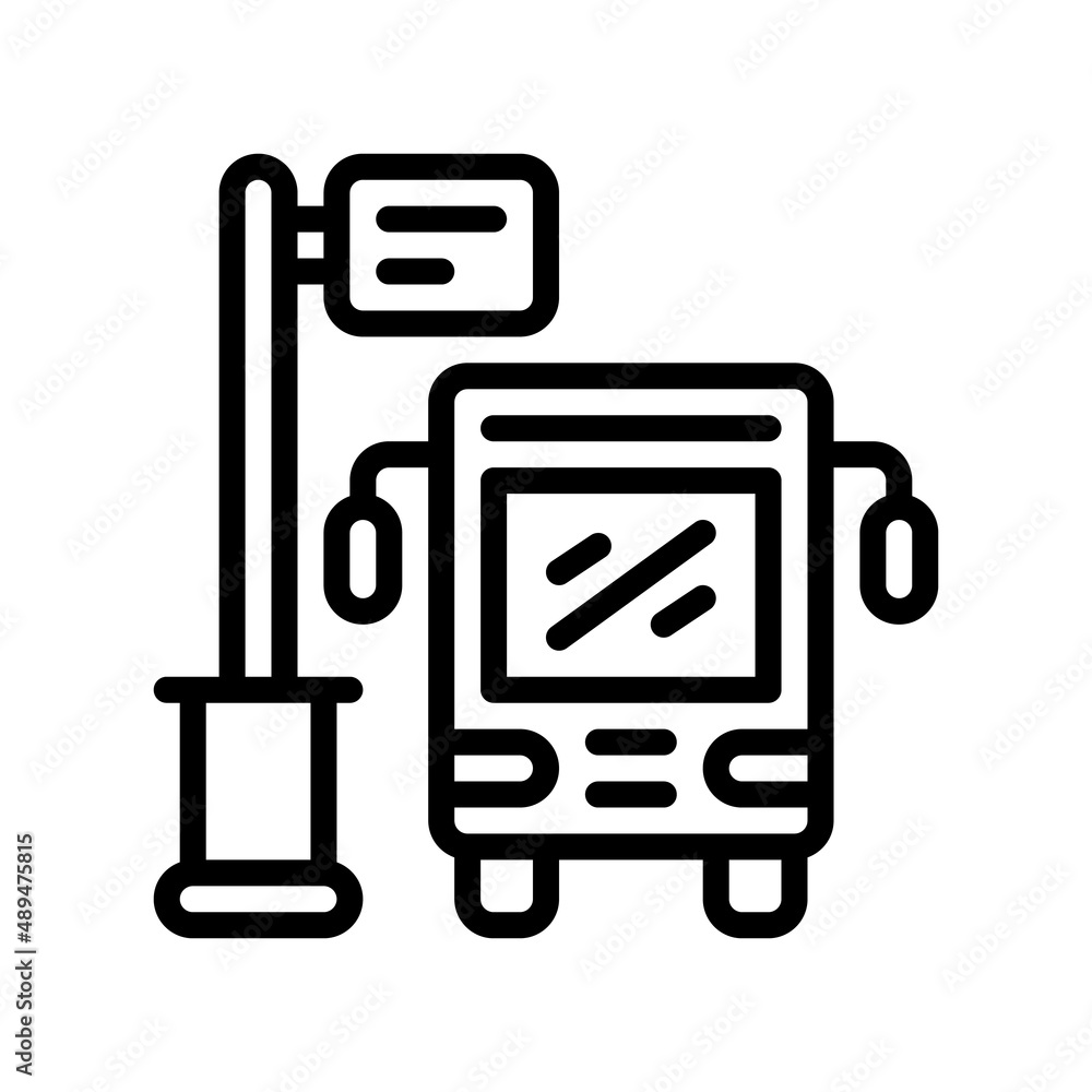 bus stop line style icon. vector illustration for graphic design, website, app bus stop line style icon. vector illustration for graphic design, website, app
