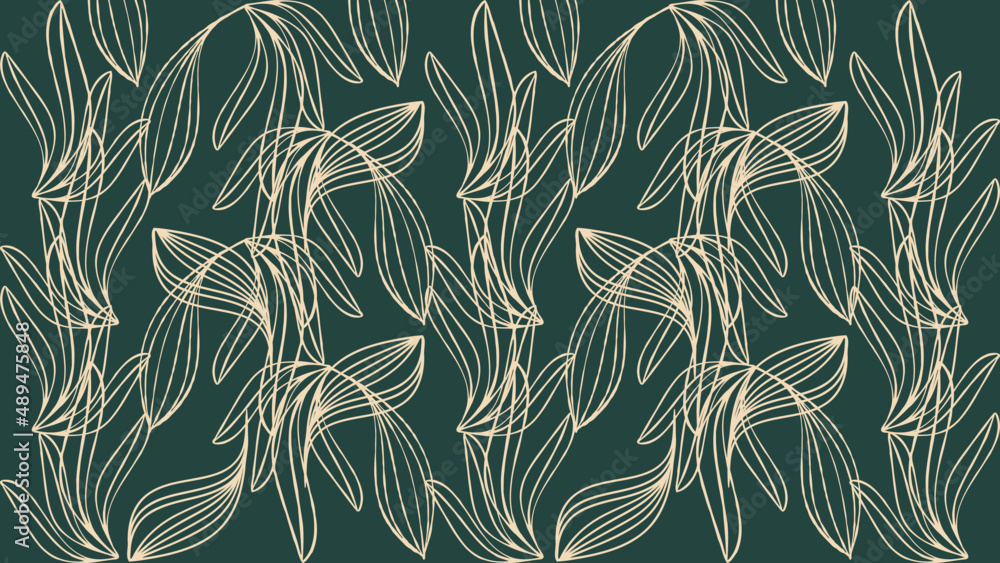 Green background with yellow leaf outlines Green background with yellow leaf outlines