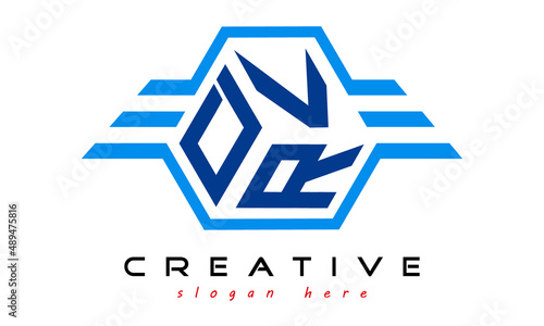 DVR three letter monogram type emblem badge with wings logo vector template.