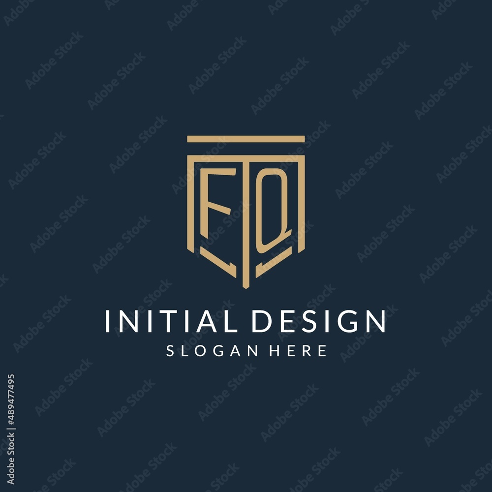 Initial FQ shield logo monoline style, modern and luxury monogram logo ...