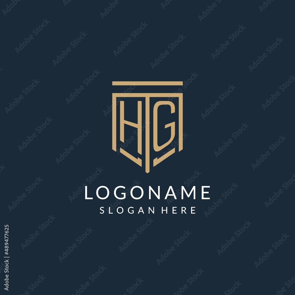 Initial HG shield logo monoline style, modern and luxury monogram logo ...
