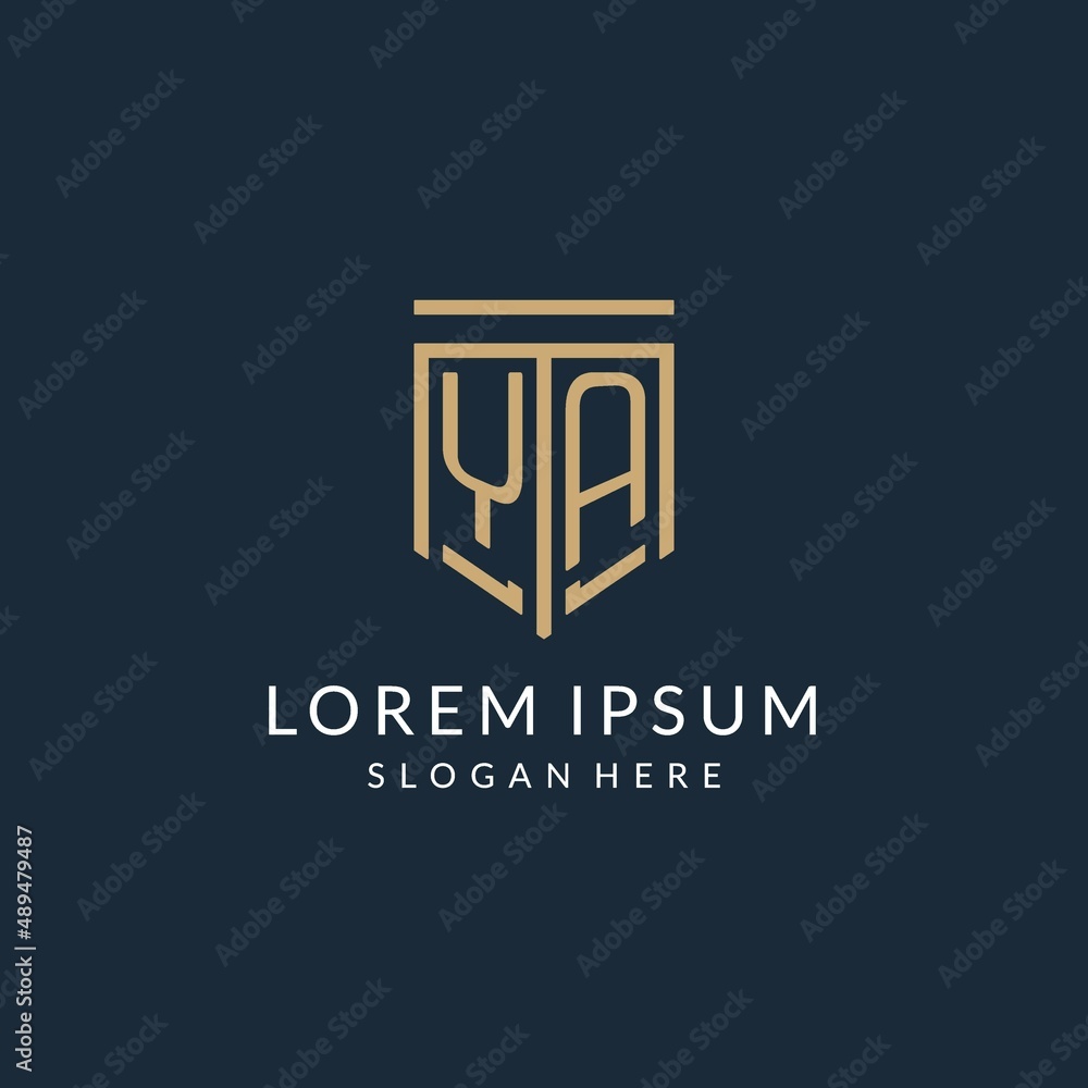 Initial YA shield logo monoline style, modern and luxury monogram logo ...