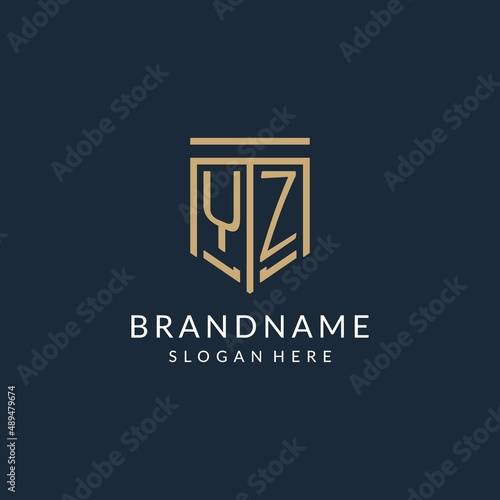 Foto Initial YZ shield logo monoline style, modern and luxury monogram logo design