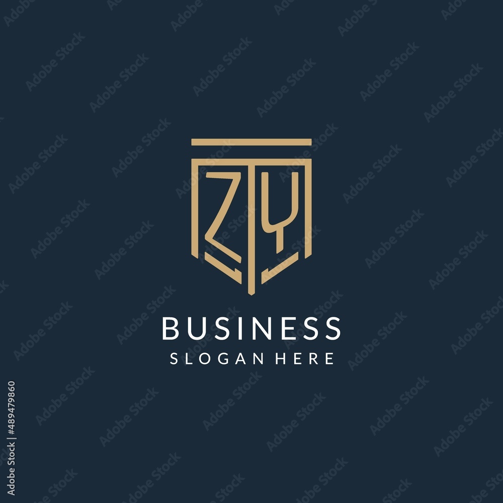 Initial ZY shield logo monoline style, modern and luxury monogram logo ...