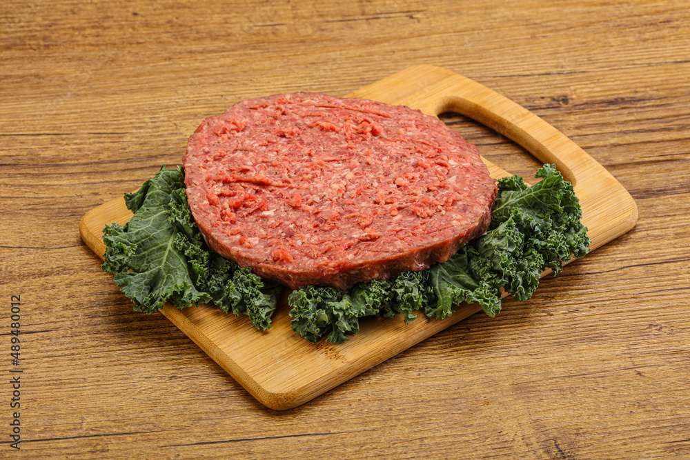 Raw beef burger cutlet for burger Raw beef burger cutlet for burger