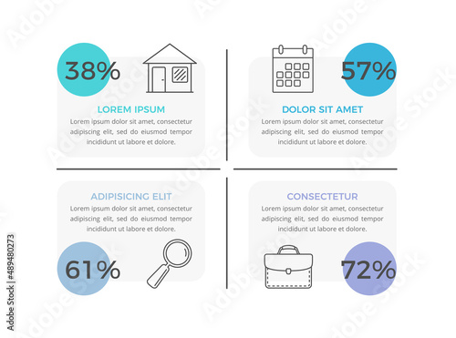 Infographic template with 4 elements with place for text and icons