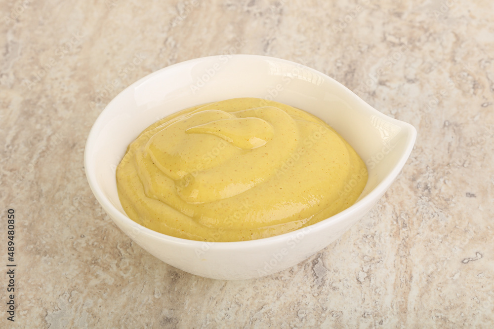 Organic mustard sauce in the bowl Organic mustard sauce in the bowl