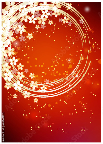 金箔桜_筆模様背景