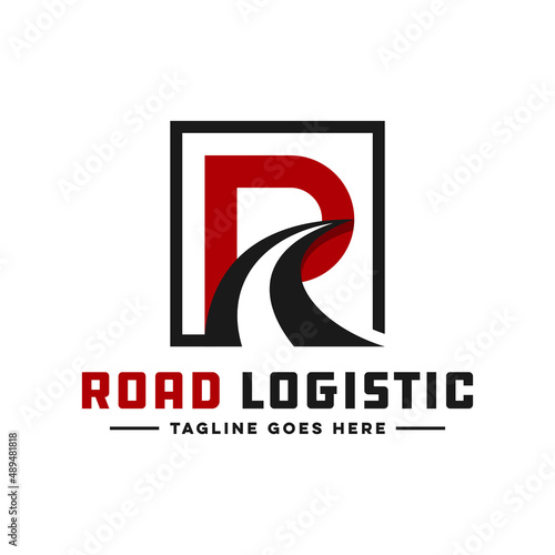 road illustration logo with letter R