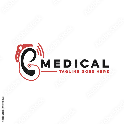 ear hearing health device illustration logo