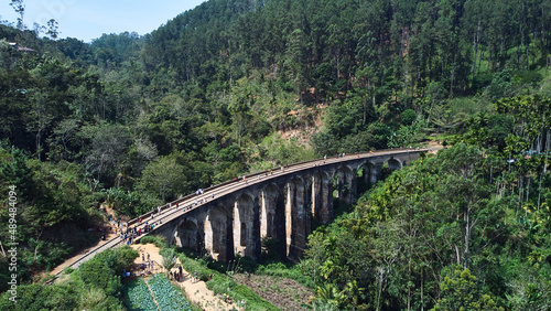 Aerial view of the Demodara nine-arch bridge. High quality photo