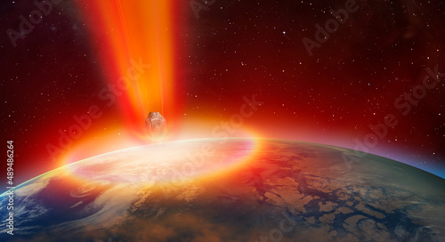 Fototapeta Naklejka Na Ścianę i Meble -  Attack of the asteroid on the Earth 