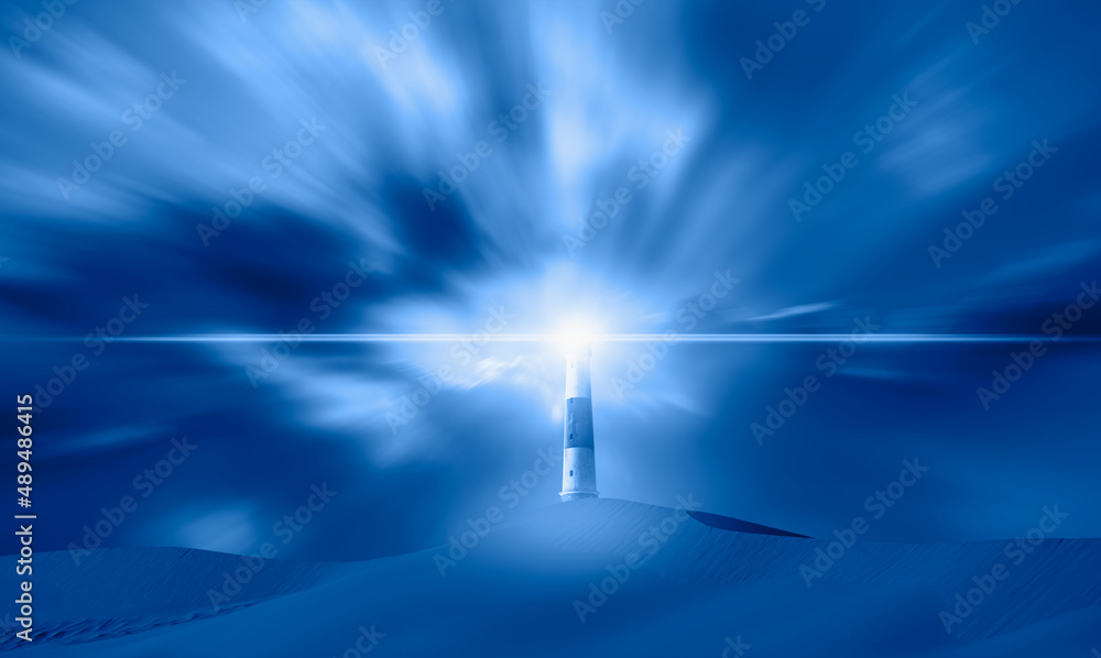 Fototapeta premium Blue Lighthouse on desert 