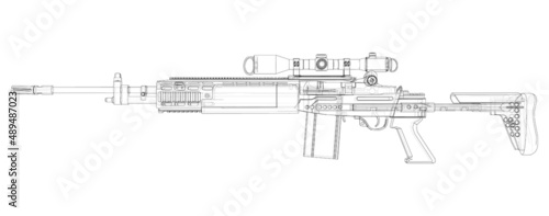 Machine Gun. Vector rendering of 3d