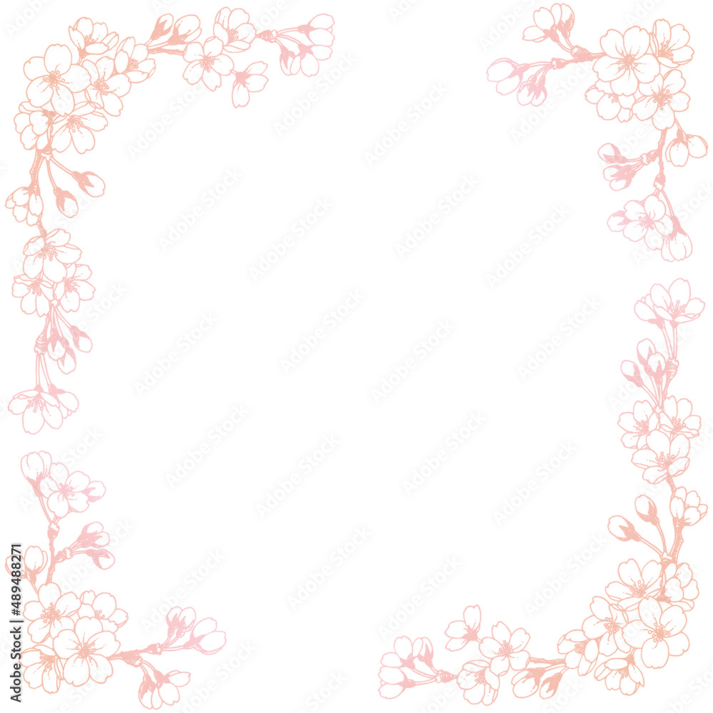 ペン画桜のフレーム素材 ペン画桜のフレーム素材