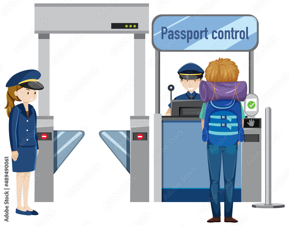 A passenger waiting at passport control