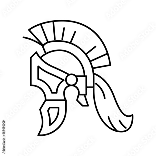 legionary helmet ancient rome line icon vector illustration