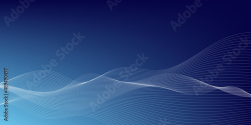 Abstract Modern Background with Lines Wave Motion Element with White Blue Gradient Color