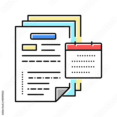 audit of annual and consolidated financial statements color icon vector illustration