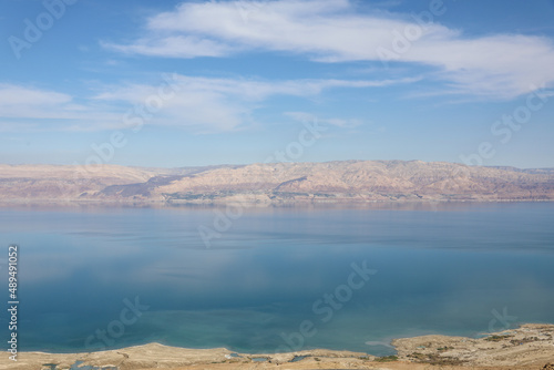 Top view from Masada fortress to the Judean desert and the Dead Sea. High quality photo photo