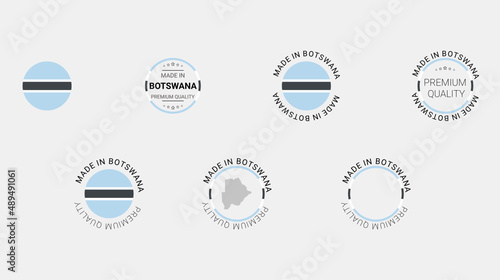 Vector set of made in Botswana labels, made in the Botswana logo, Botswana flag, product emblem, made in Botswana badges, premium quality, patriot proud label stamp, vector illustration, Сircle