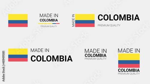 Free Download Vector set of made in Colombia labels, made in the Colombia logo, Colombia flag, product emblem, made in Colombia badges, premium quality, patriot proud label stamp, vector illustration, Rectangle - GFXLoad