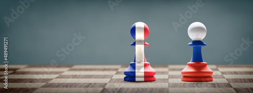 France and Russia conflict. 3D illustration.