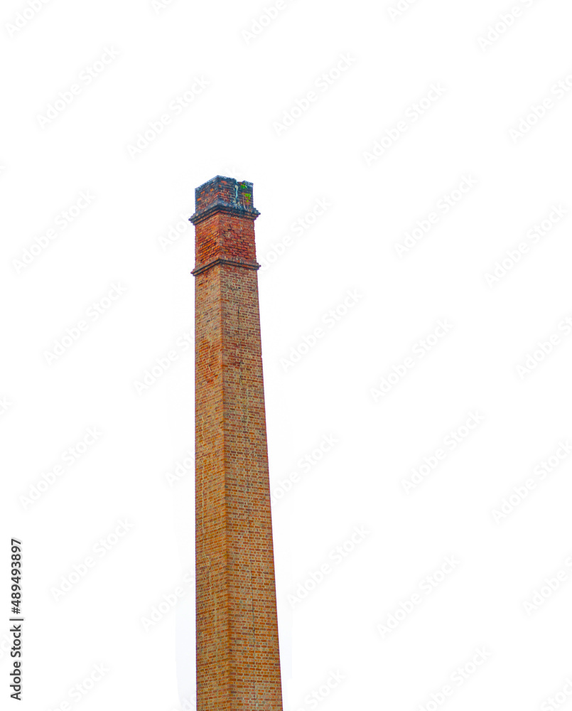 Tall square Red brick chimney isolated on white background. Tall square Red brick chimney isolated on white background.