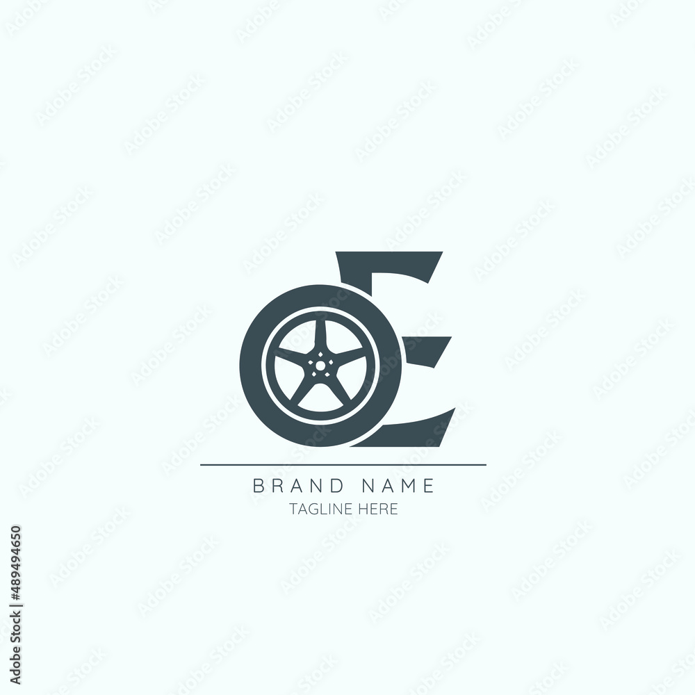 letter E tire logo design vector icon