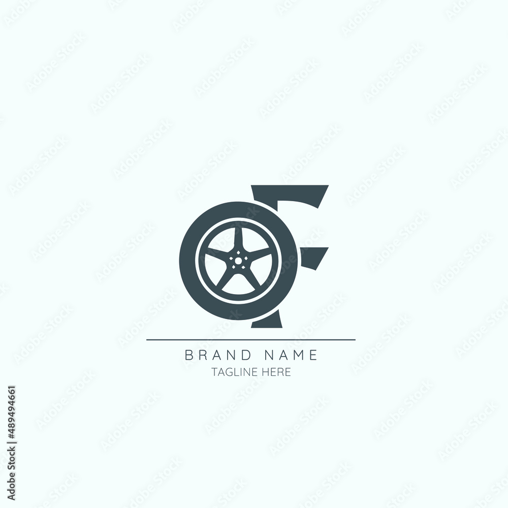 letter F tire logo design vector icon