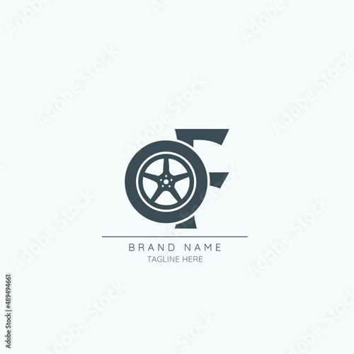 letter F tire logo design vector icon
