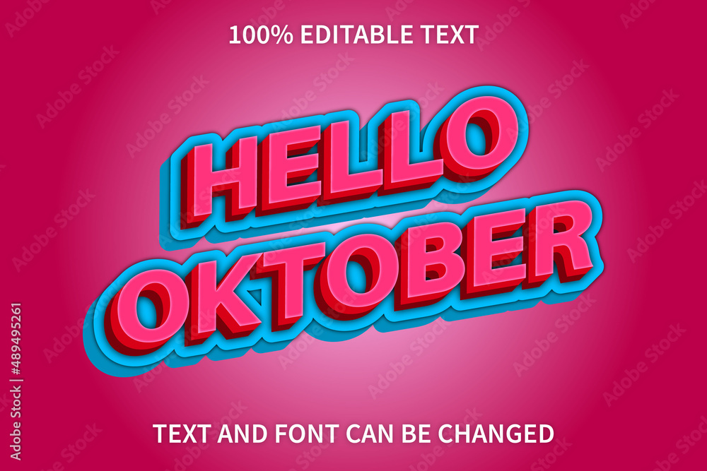 Obraz premium Hello October Text Effect Emboss Style