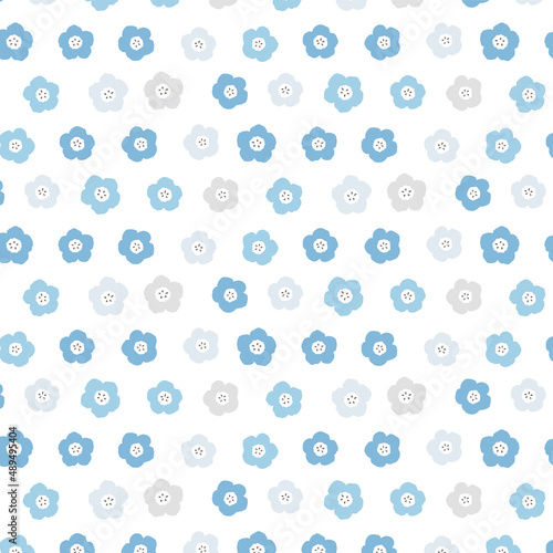 青と白のネモフィラのイラスト シンプルでかわいいパターン背景装飾 春の花