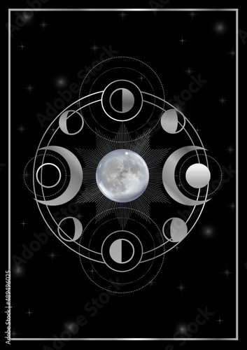 Moon magic triple goddess pagan wicca symbol silver