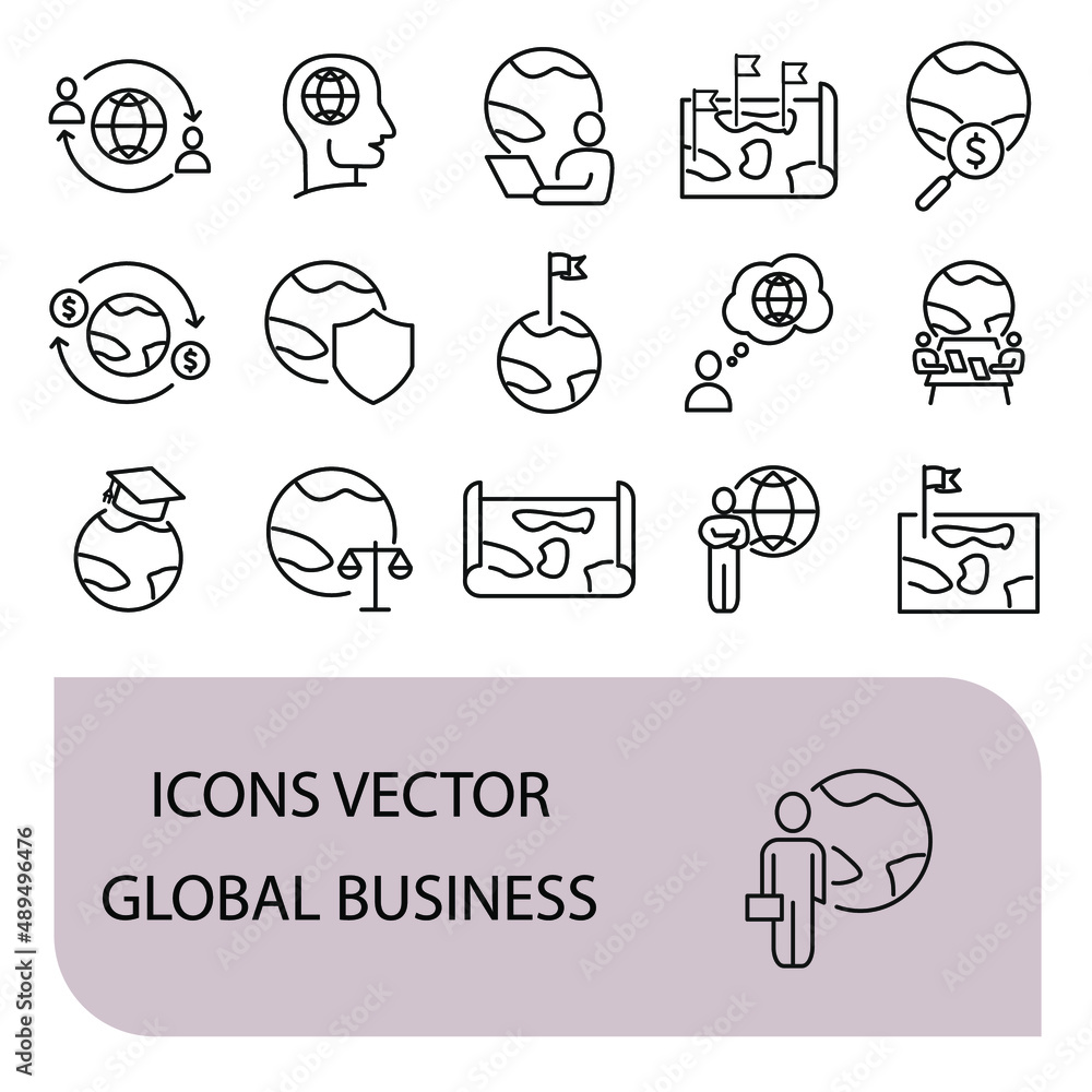 Global Business icons set . Global Business pack symbol vector elements for infographic web