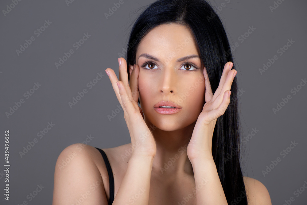 Young brunette woman with beautiful clean skin Young brunette woman with beautiful clean skin