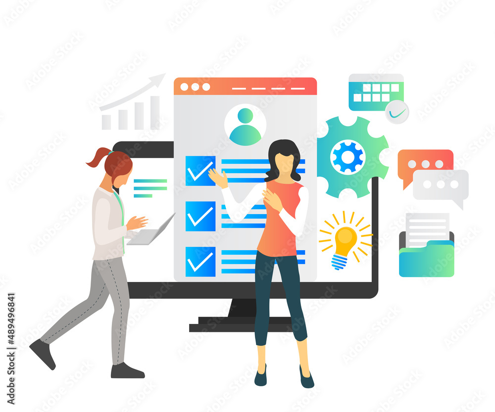 Illustration of a woman doing a presentation or training to a client Illustration of a woman doing a presentation or training to a client