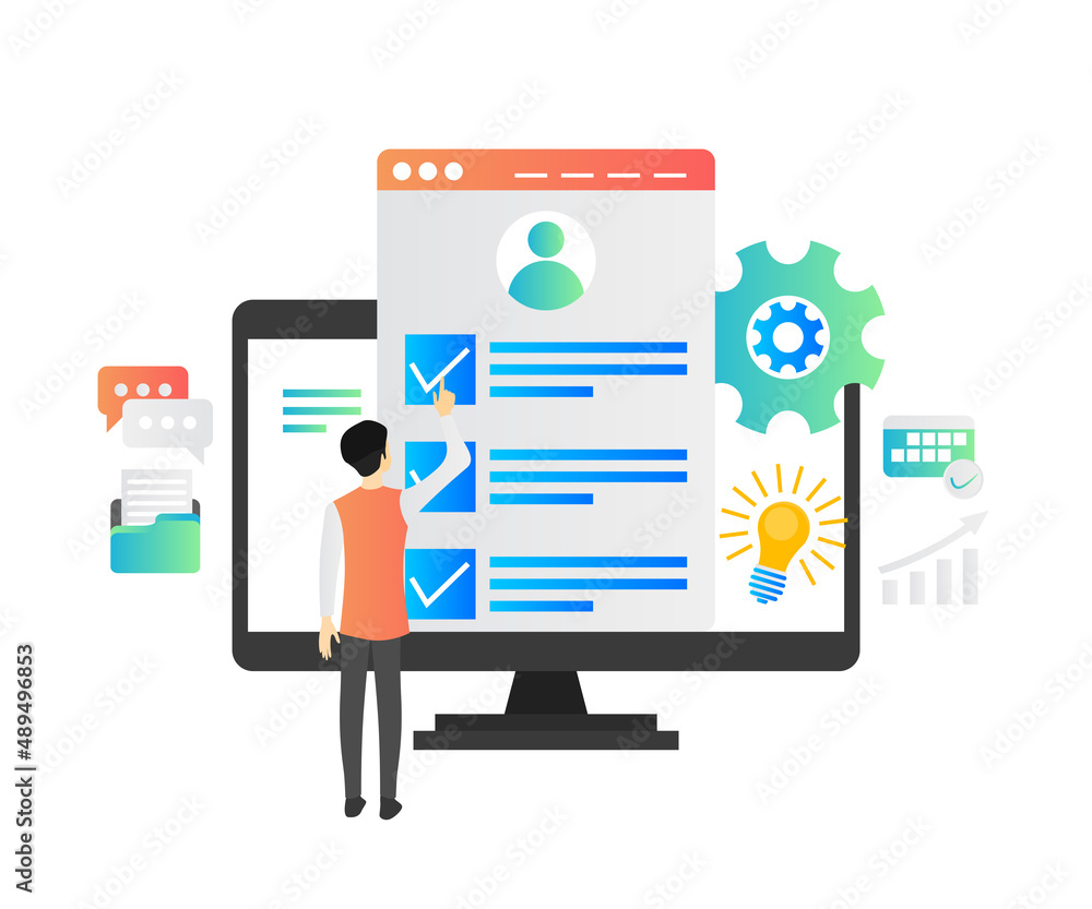 Illustration of someone checking SEO data Illustration of someone checking SEO data