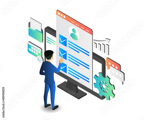 Illustration of someone checking SEO data