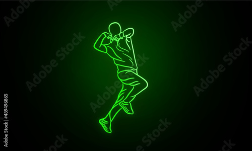 
cricket player neon  baller abstract vector
