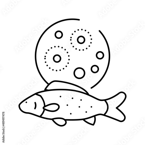 mycobacterium marinum fish line icon vector illustration