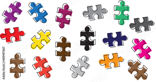 colorful jigsaw pattern for wallpaper, background, wrapping paper photo