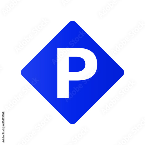 A diamond-shaped parking sign. Parking a car. Editable vectors.