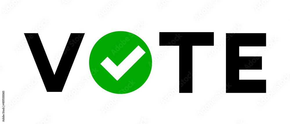Vote logo and check mark. Vector. Vote logo and check mark. Vector.