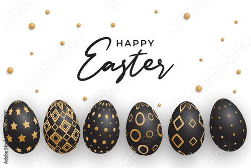 Elegant easter background with black gold eggs